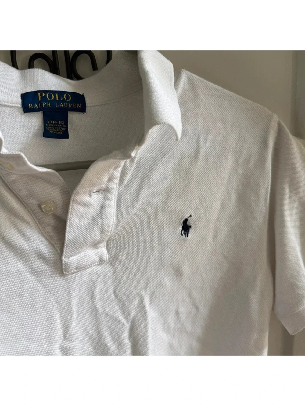 Polo Ralph Lauren Youth L 14-16 Polo Shirt Lot White Black Pony Logo Cotton (2)
